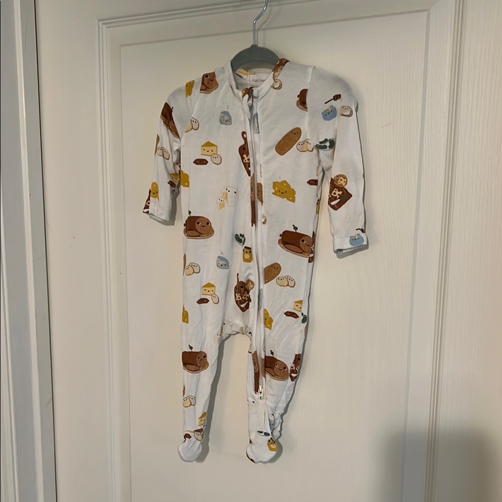 Angel Dear bamboo footie pajamas in charCUTErie print